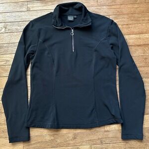 NILS Sportswear Alpine Quarter Zip Pullover Women Black Sporty Base LayerTop L